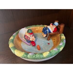 Vintage Lotus Chip & Dip Bowl